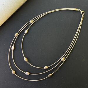 Milor Italy 925 Triple Strand Spring Coil Necklace 28.1g Layered Sterling Beads